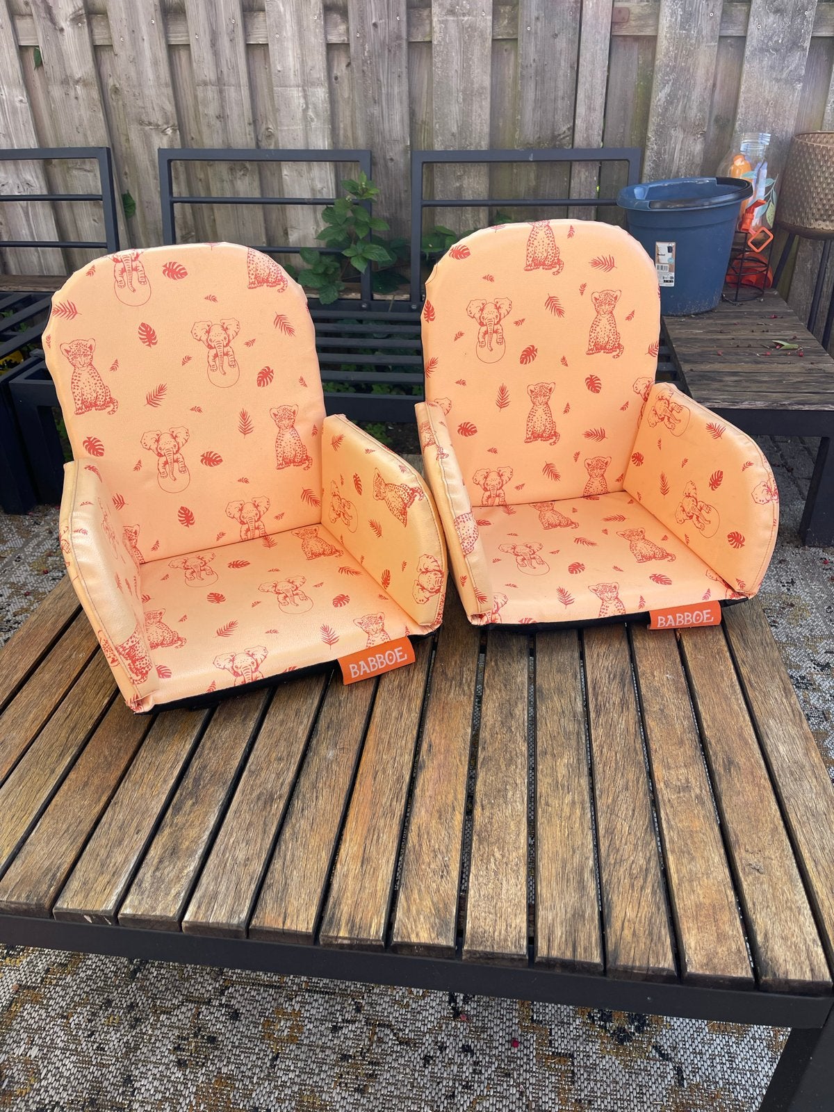 Babboe bakfiets zitjes met dierenprint (2 stuks), Ophalen, Zo goed als nieuw, 9 t/m 36 kg, Voorzitje