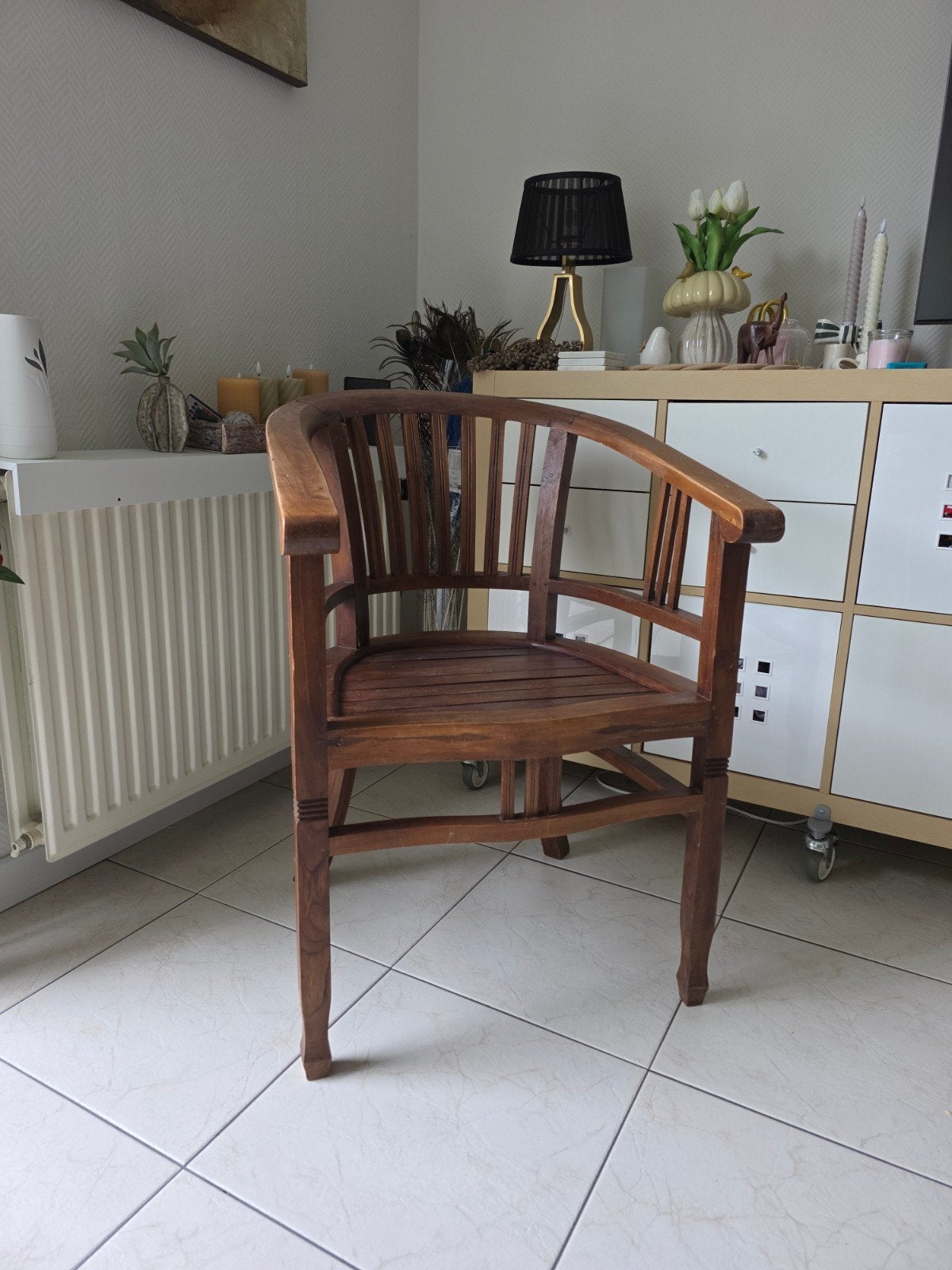 Massief houten stoel - Teak look, Ophalen, Gebruikt, Bruin, Klassiek, Koloniaal, Landelijk
