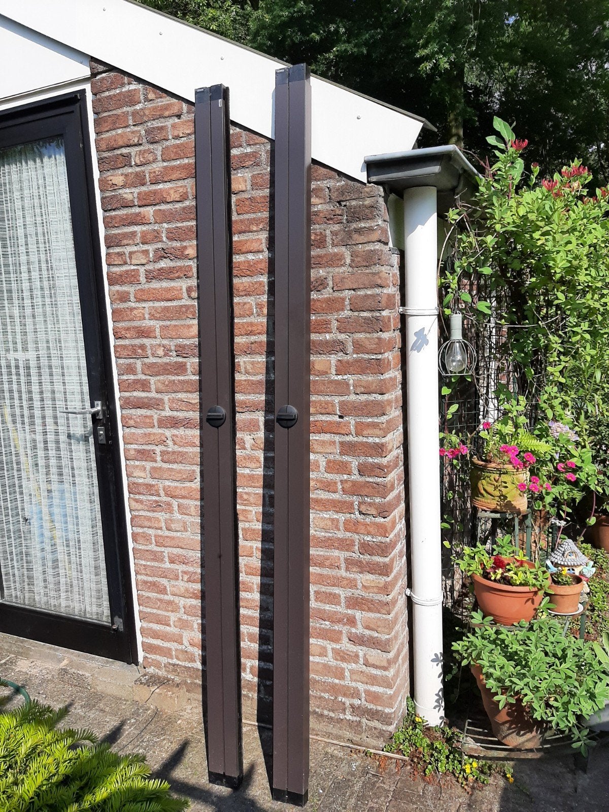 Bruine dubbele hordeur voor schuifpui 278,5x195cm, Ophalen, Gebruikt, 120 cm of meer, Hordeur