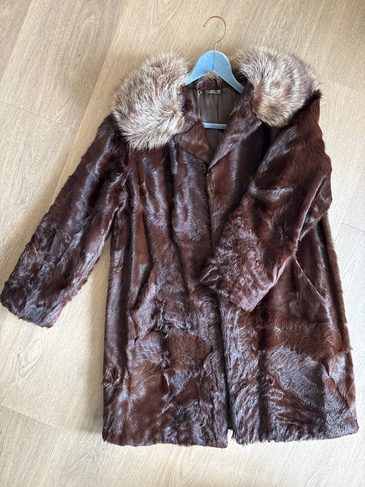 Vintage Bontjas met Kraag - Vupel Groningen, Ophalen of Verzenden, Zo goed als nieuw, Maat 38/40 (M), Bruin