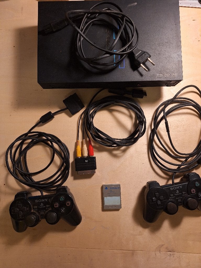 PS2 Console met toebehoren en spelen, Ophalen, Gebruikt, Met games, Met 2 controllers