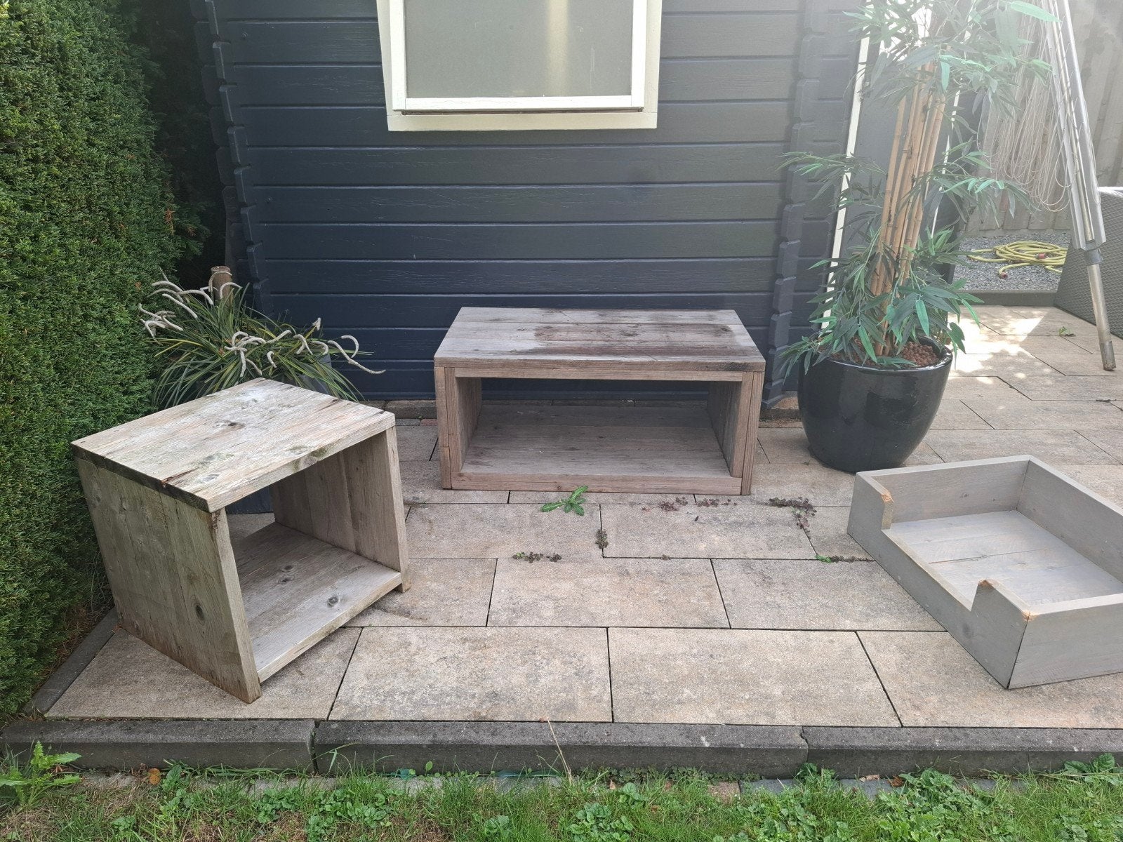 gratis steigerhout tuintafeltje of als bankje, Ophalen, Gebruikt, Bank, Steigerhout