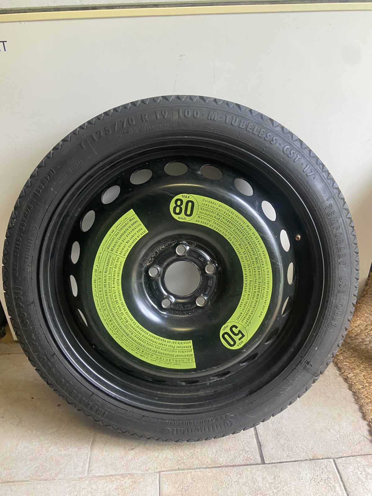 Continental Thuiskomer 125/70 R19 – Reservewiel (Nieuw), Auto-onderdelen, Banden en Velgen, Banden en Velgen, Nieuw, 135 mm, Personenwagen