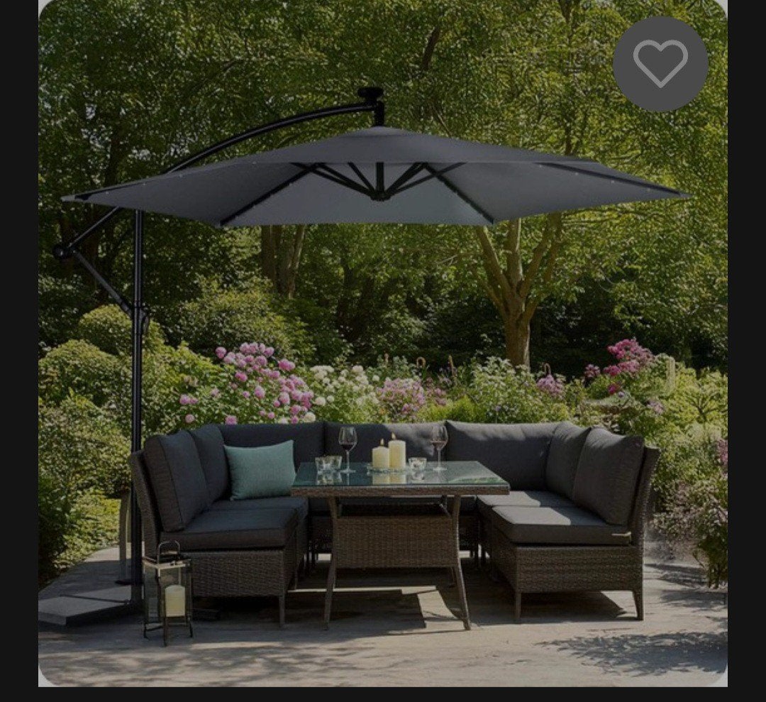 nieuwe zweefparasol antraciet met verlichting, Ophalen, Verstelbaar, Nieuw, 2 tot 3 meter