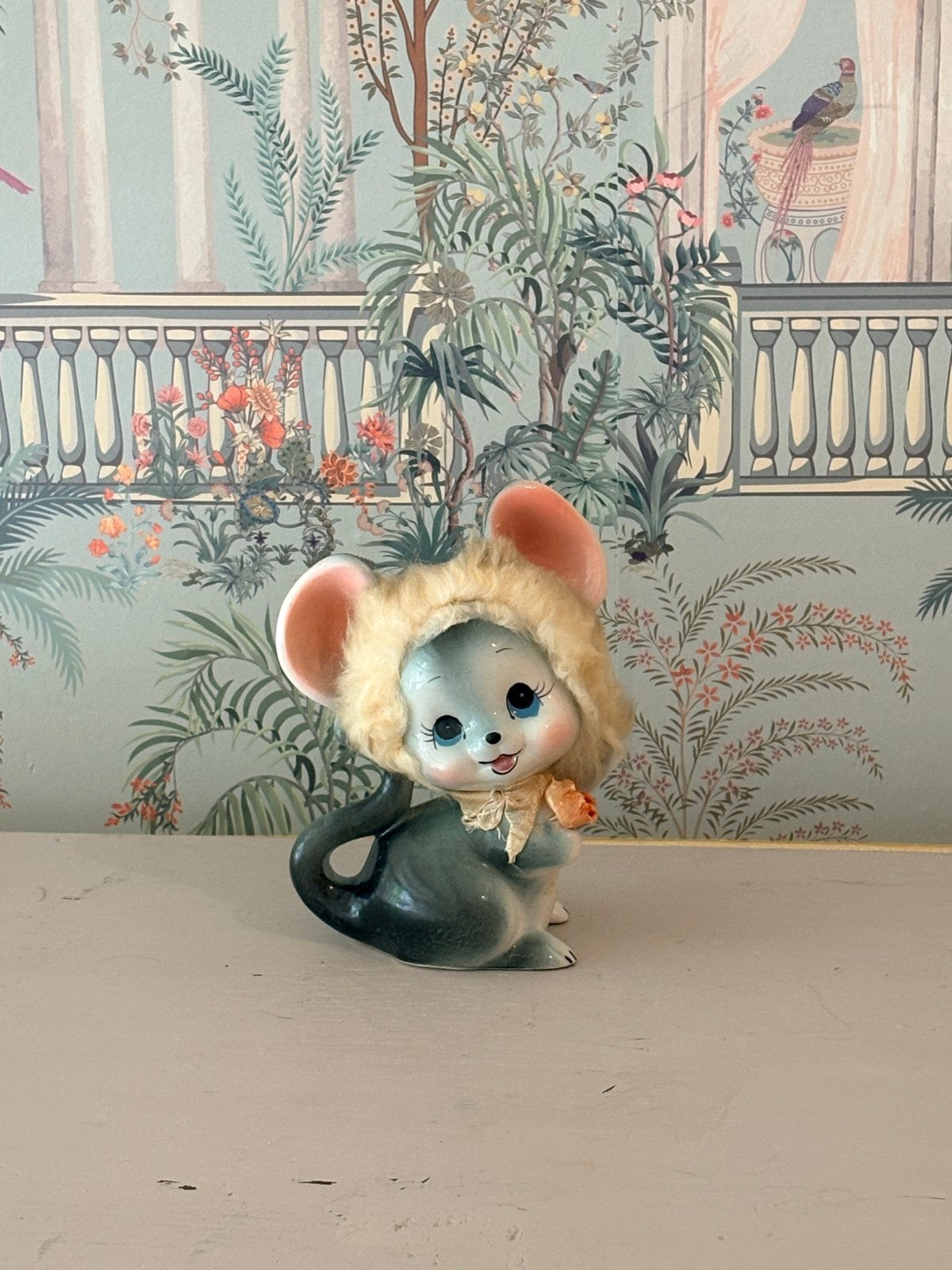 Vintage VAGA Kitsch Keramieken Spaarpot Muis Pluche Vacht, Ophalen of Verzenden, Gebruikt