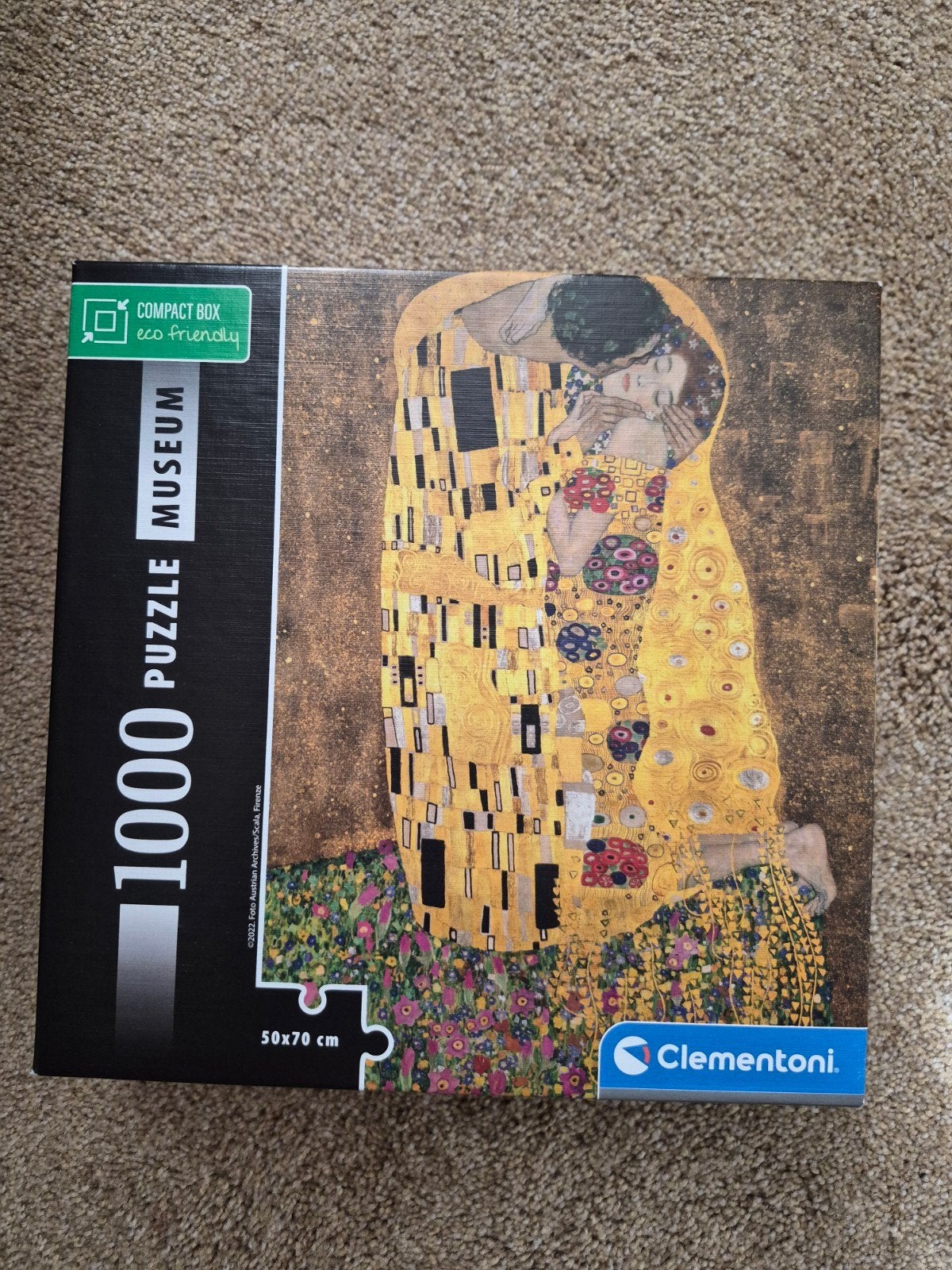 Museum puzzel  De Kus van Gustav Klimt 1000 stukjes 50x70 cm, Ophalen, 500 t/m 1500 stukjes, Nieuw, Legpuzzel