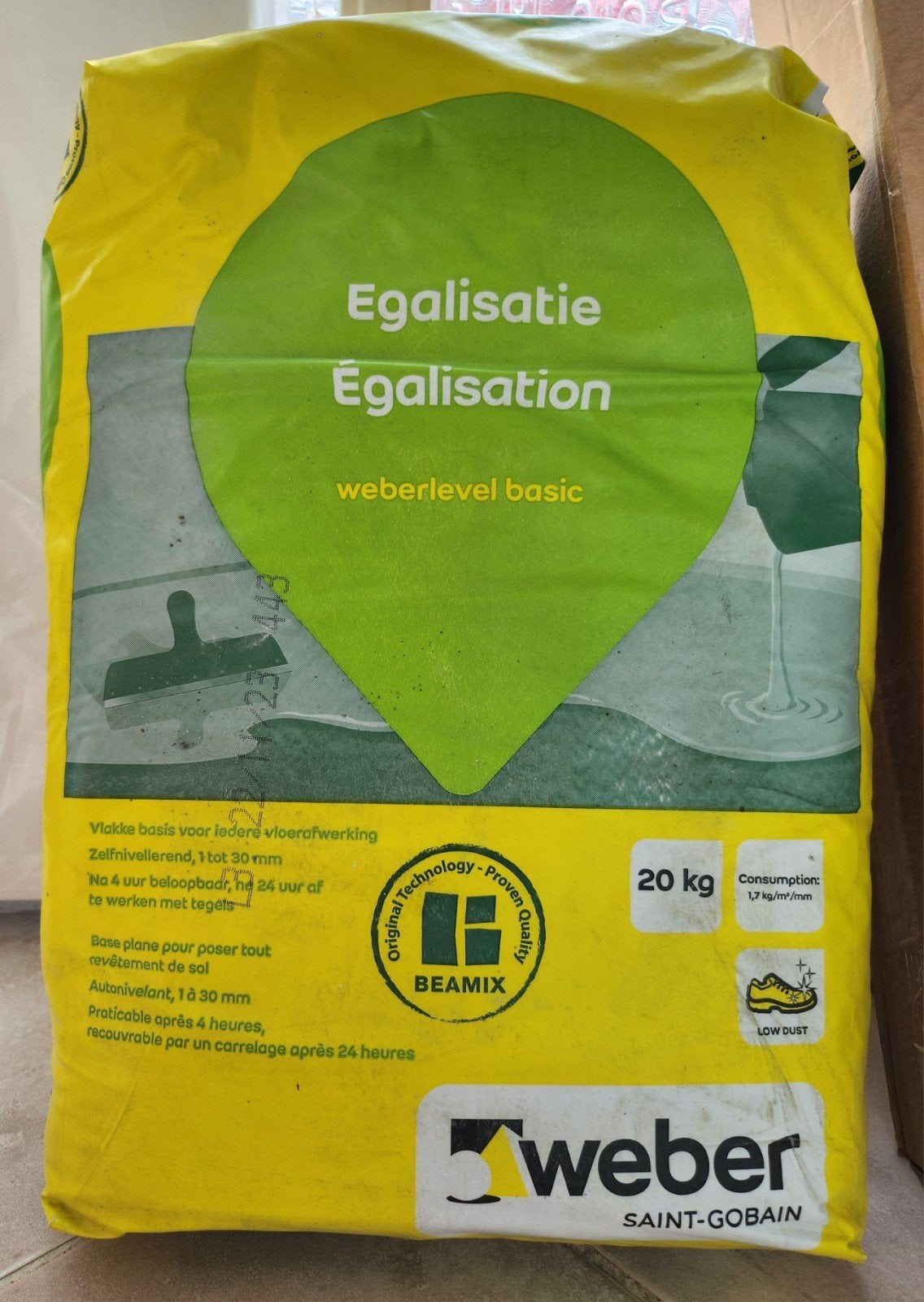 Egalisatiemortel Weber, ongebruikt, 20 kg, Doe-het-zelf en Verbouw, Ophalen, Nieuw, Overige typen