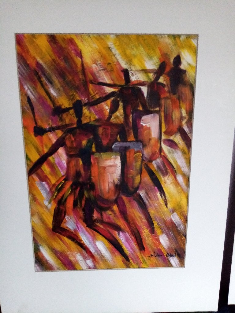 Te koop 12 geschilderde Afrikaanse platen van Victor Odoi., Ophalen, Overige onderwerpen