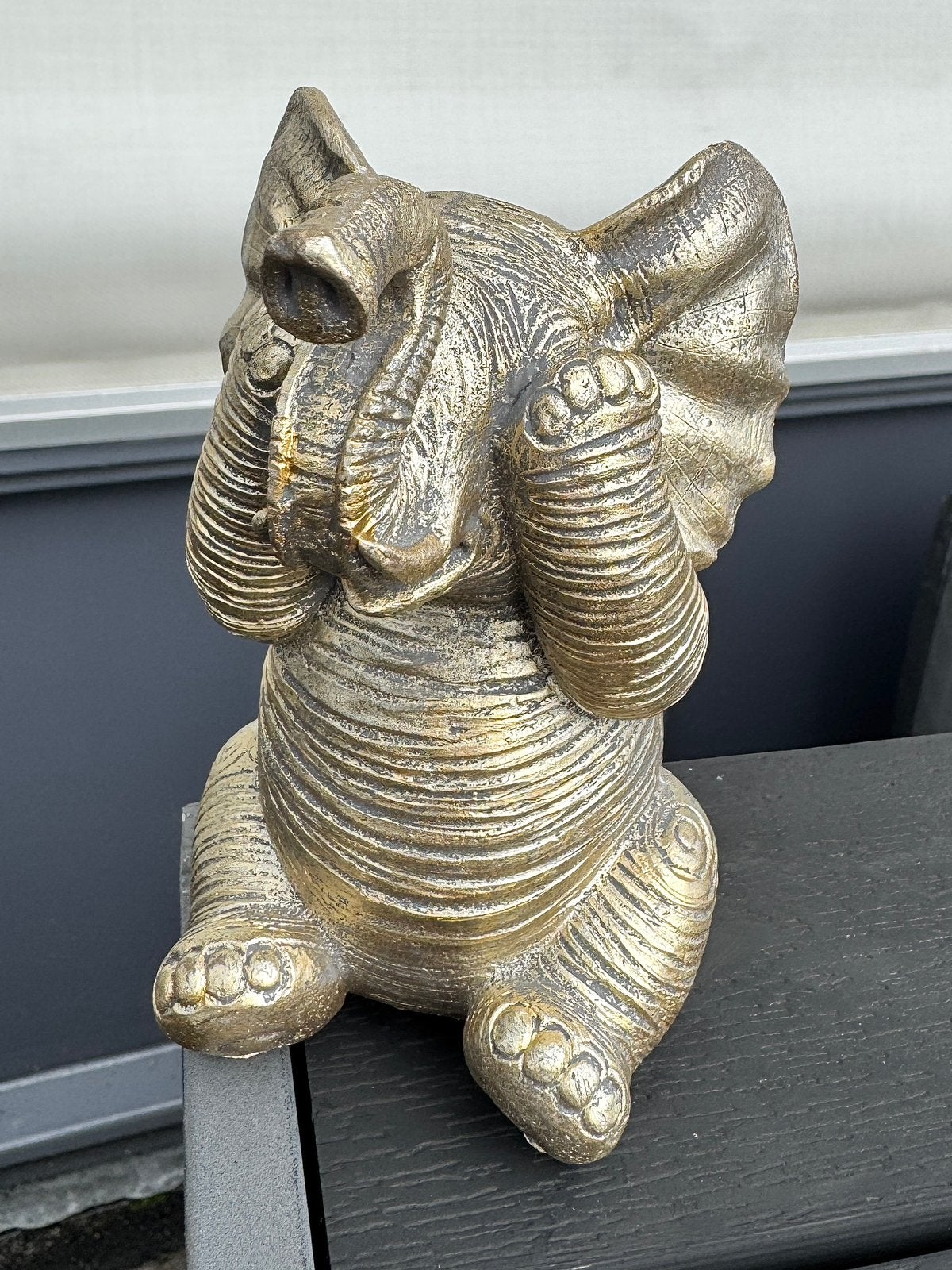 Decoratie olifant beeldje goudkleurig, Ophalen of Verzenden, Gebruikt, Dier
