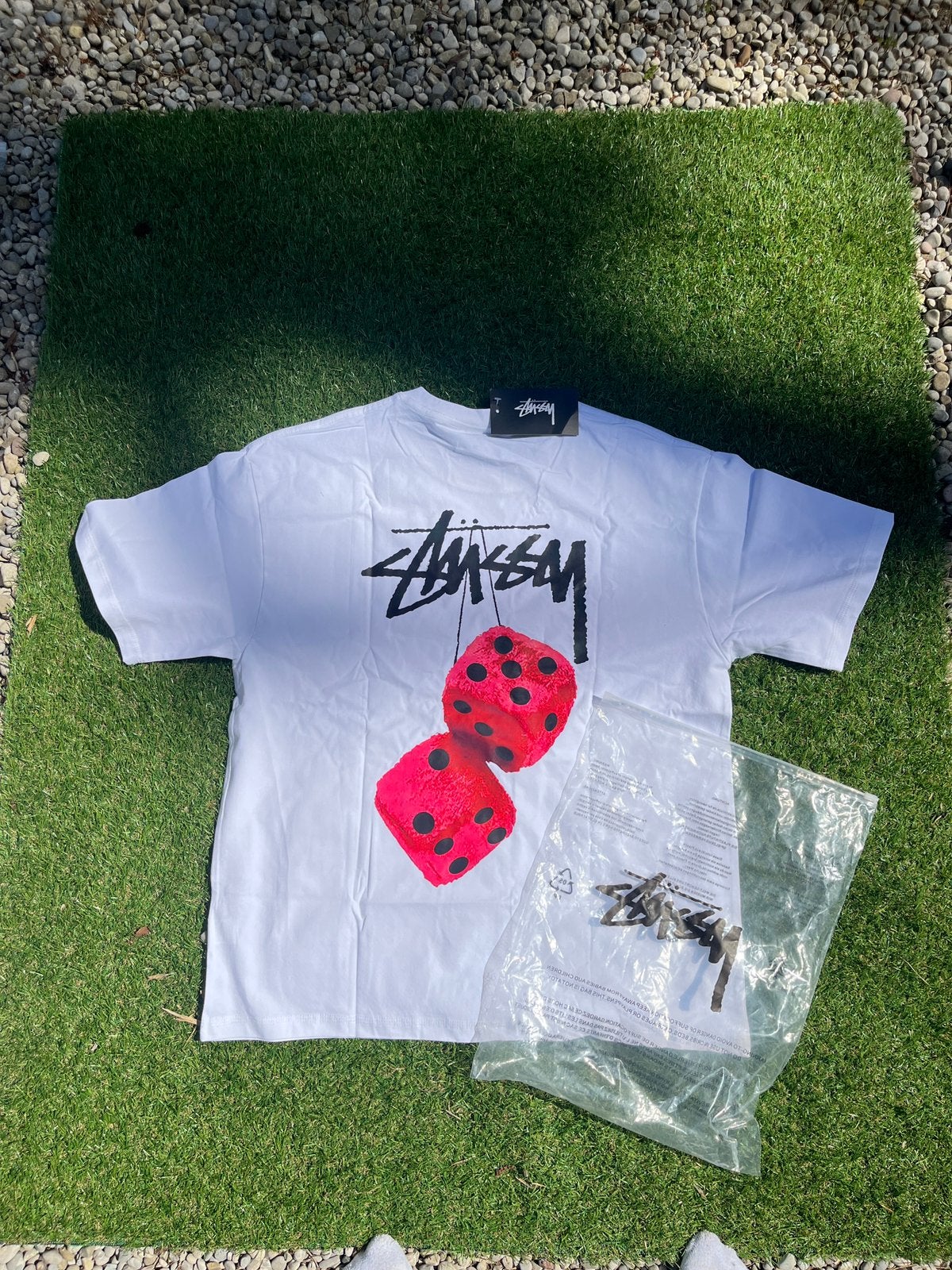Stüssy backprint t-shirt, Ophalen of Verzenden, Zo goed als nieuw, Maat 52/54 (L), Wit
