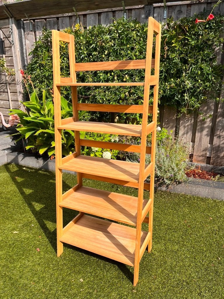 Houten ladderrek / boekenrek met 5 planken, Huis en Inrichting, Ophalen, Met plank(en), 50 tot 100 cm, Zo goed als nieuw