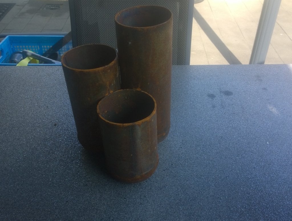 Metalen bloempotjes geroeste look, Tuin en Terras, Bloempotten, Ophalen, Rond, Nieuw, Balkon