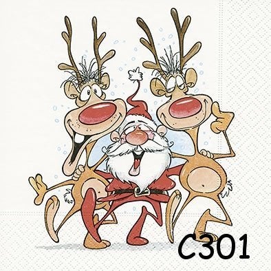 Servetten decoupage/bullet journal – kerstman&friends C301x, Verzenden, Nieuw