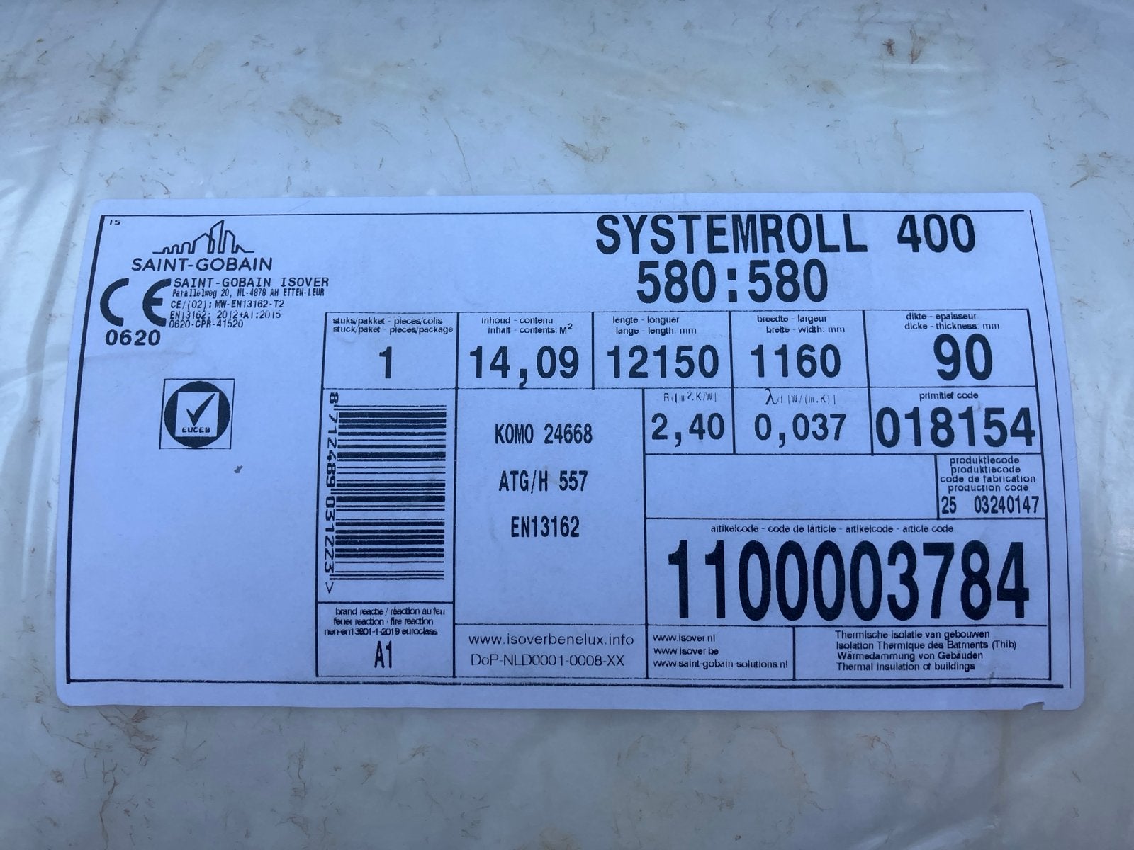 Isover Glaswol Isolatie Systemroll 90 mm, 14m2, Ophalen, 10 tot 15 m², Nieuw, Vloerisolatie