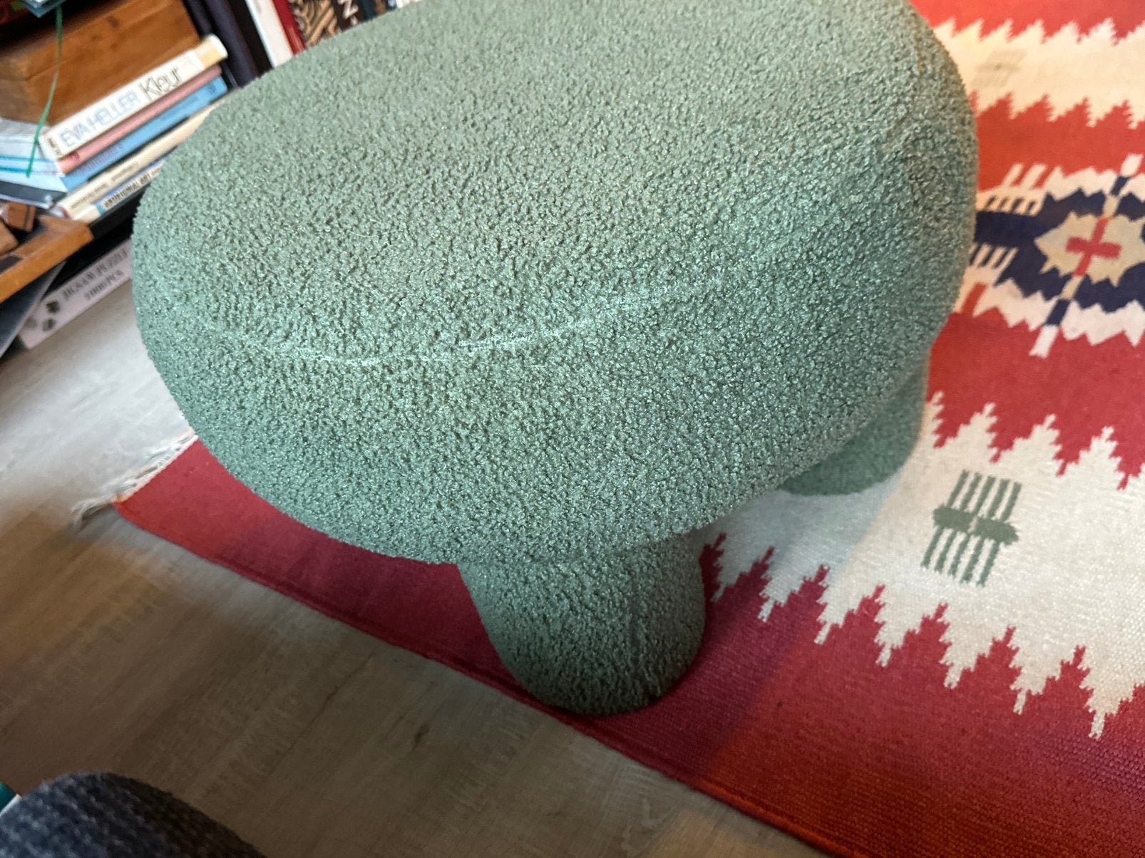 Poef teddy groen, Ophalen of Verzenden, Zo goed als nieuw, Rond, Minder dan 50 cm