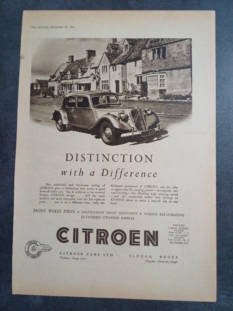 3x originele Citroën Traction Avant advertenties, Ophalen of Verzenden, Zo goed als nieuw, Citroën