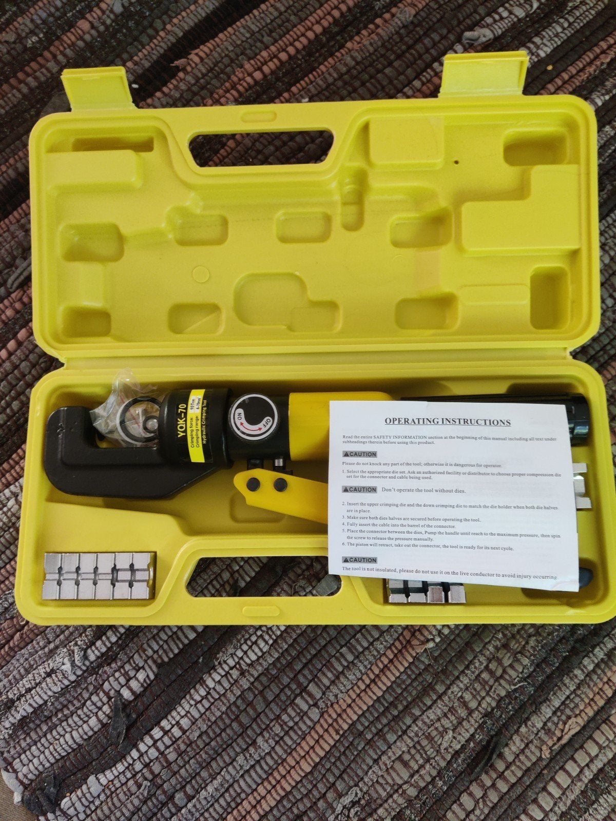 HSEAMALL Hydraulische Krimptang 10 ton, 9 Matrijzen 4-70mm², Ophalen, Nieuw