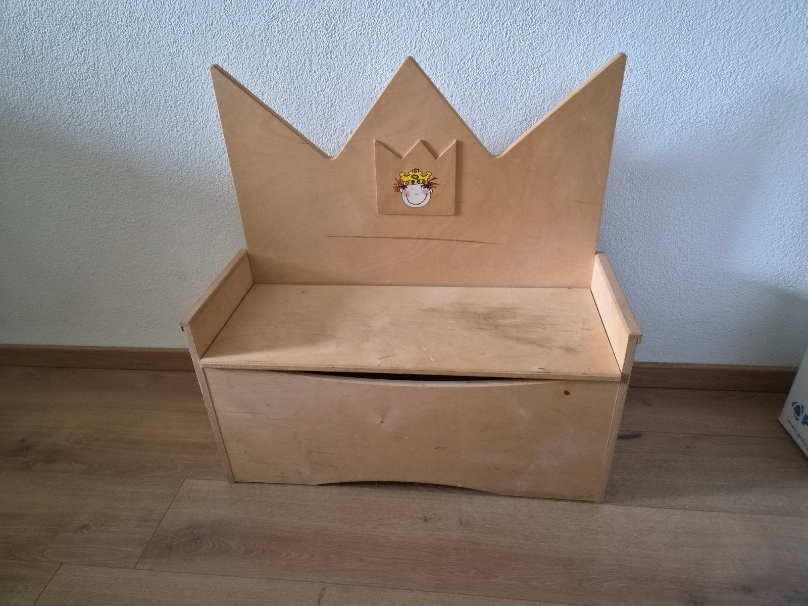 Houten kinderbank met opbergruimte en kroon, Kinderen en Baby's, Ophalen of Verzenden