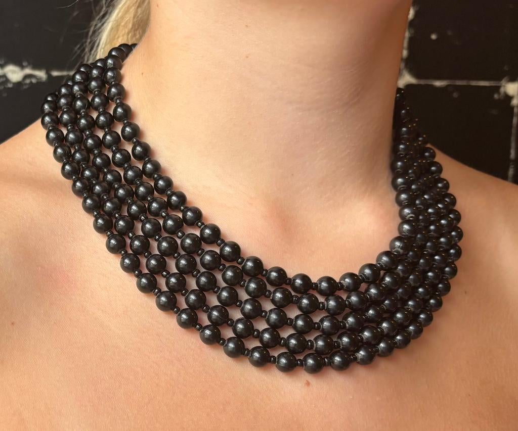 Rouw ketting antiek 5-strengs zilveren slot Hollands dracht, Sieraden, Tassen en Uiterlijk, Antieke sieraden, Verzenden, Zilver