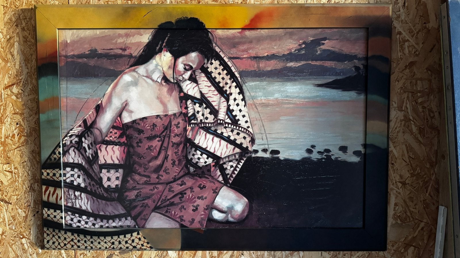 Schilderij van Nico Vrielink - Vrouw bij water, Ophalen of Verzenden, Ingelijst, Portret