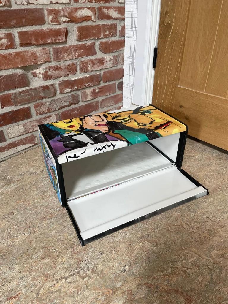 originele brabantia broodtrommel herman brood, Ophalen of Verzenden, Zo goed als nieuw, Metaal, Broodtrommel