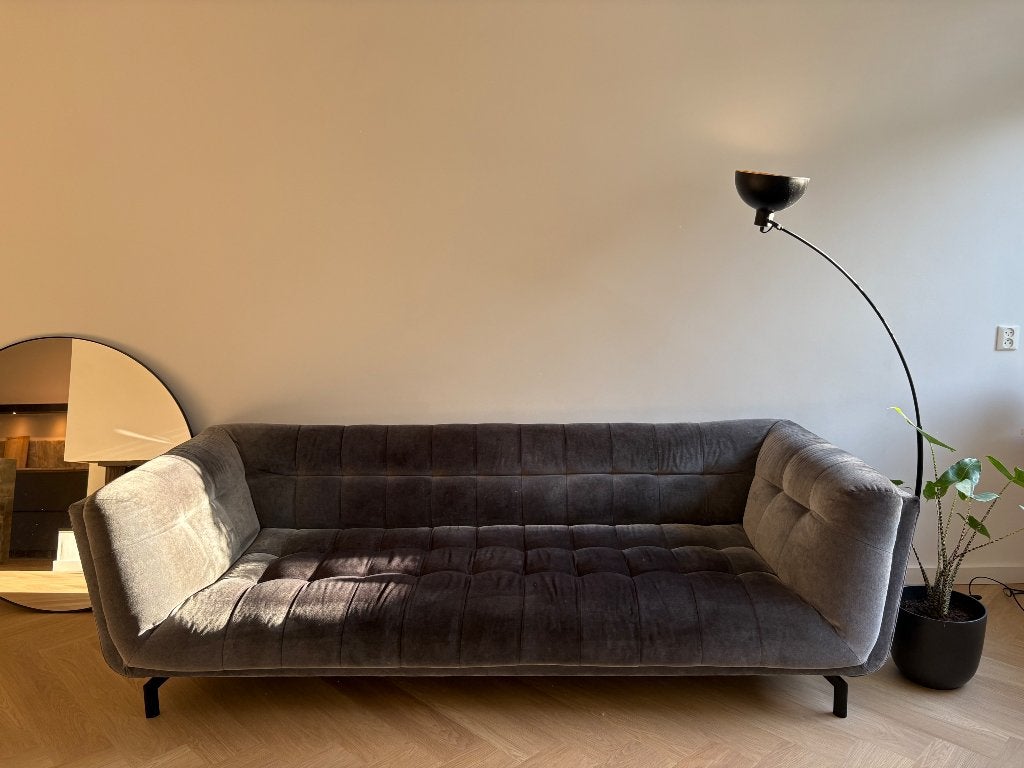 DYYK Hampton bank – grijs velours – zeer nette staat, Ophalen, 250 tot 300 cm, Gebruikt, 100 tot 125 cm