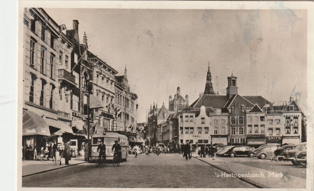 Den Bosch - Markt, ca. 1957., Ophalen of Verzenden, 1940 tot 1960, Gelopen, Noord-Brabant