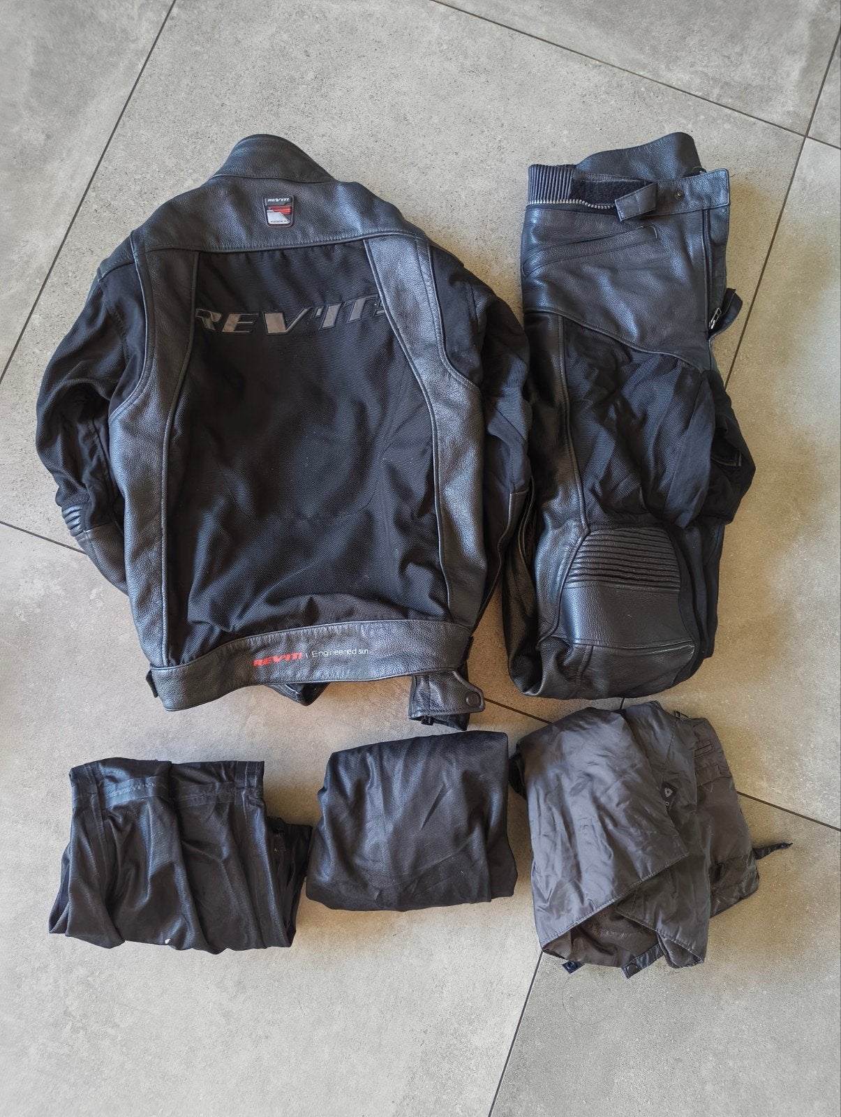 Rev’it! half leren motorpak met VCS – inclusief binnenvoerin, Ophalen of Verzenden, Tweedehands, Combipak