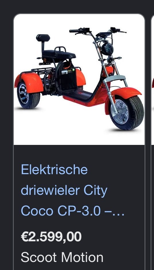 Shansu Elektrische driewieler City coco CP-3.0, Ophalen, Zo goed als nieuw, Overige modellen