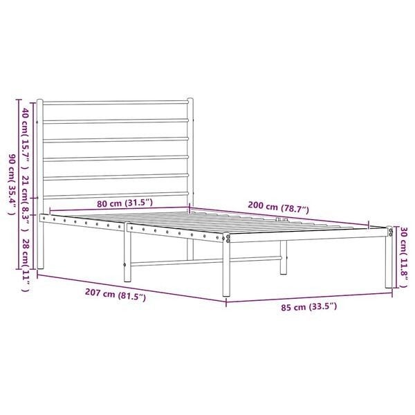 Metalen bedframe 80200, Huis en Inrichting, Slaapkamer | Stapelbedden en Hoogslapers, Ophalen, Eenpersoons, Zo goed als nieuw