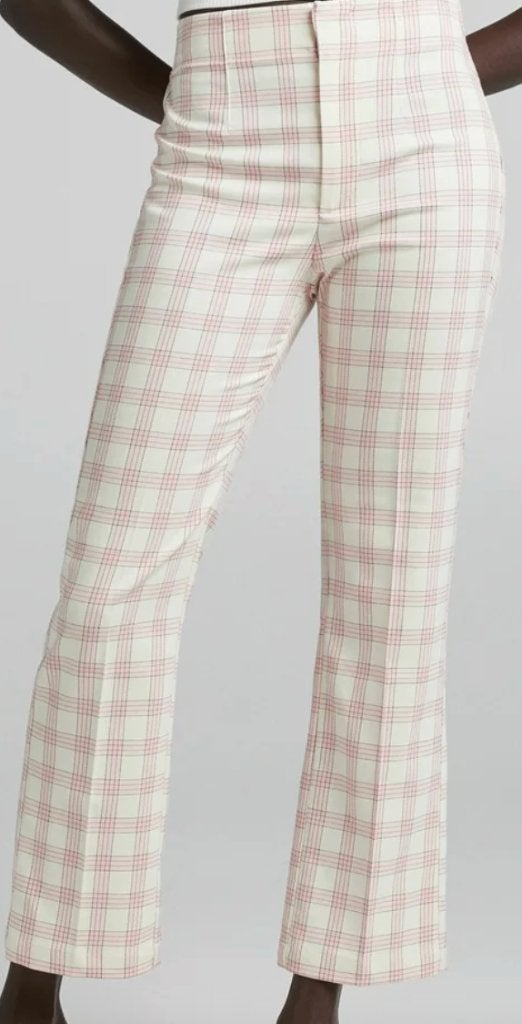 Pink Plaid Kick Flare Trousers, Zo goed als nieuw, Roze, Maat 34 (XS) of kleiner, Lang