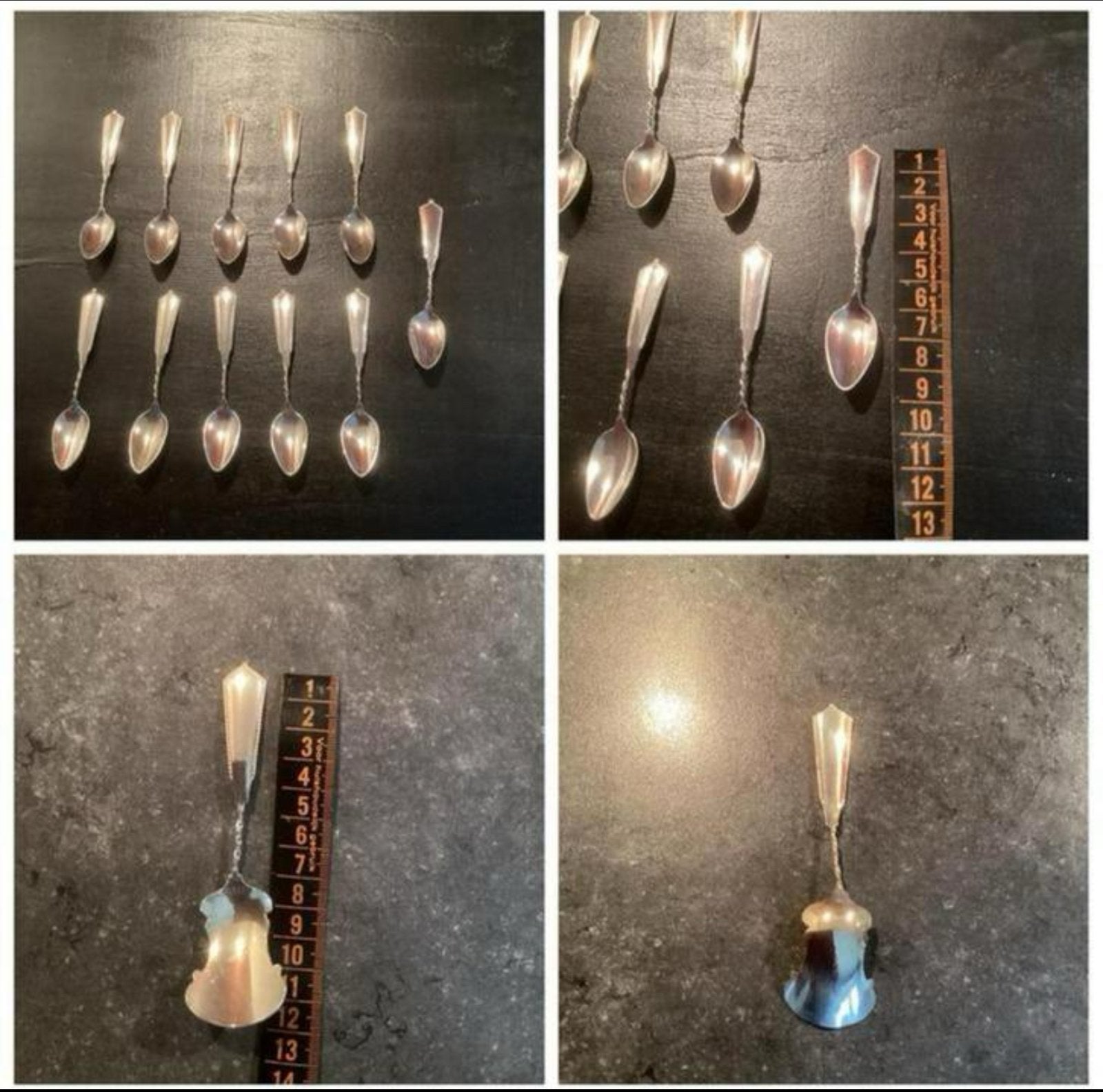 Set van 11 zilverkleurige theelepels en suikerschep, Ophalen of Verzenden