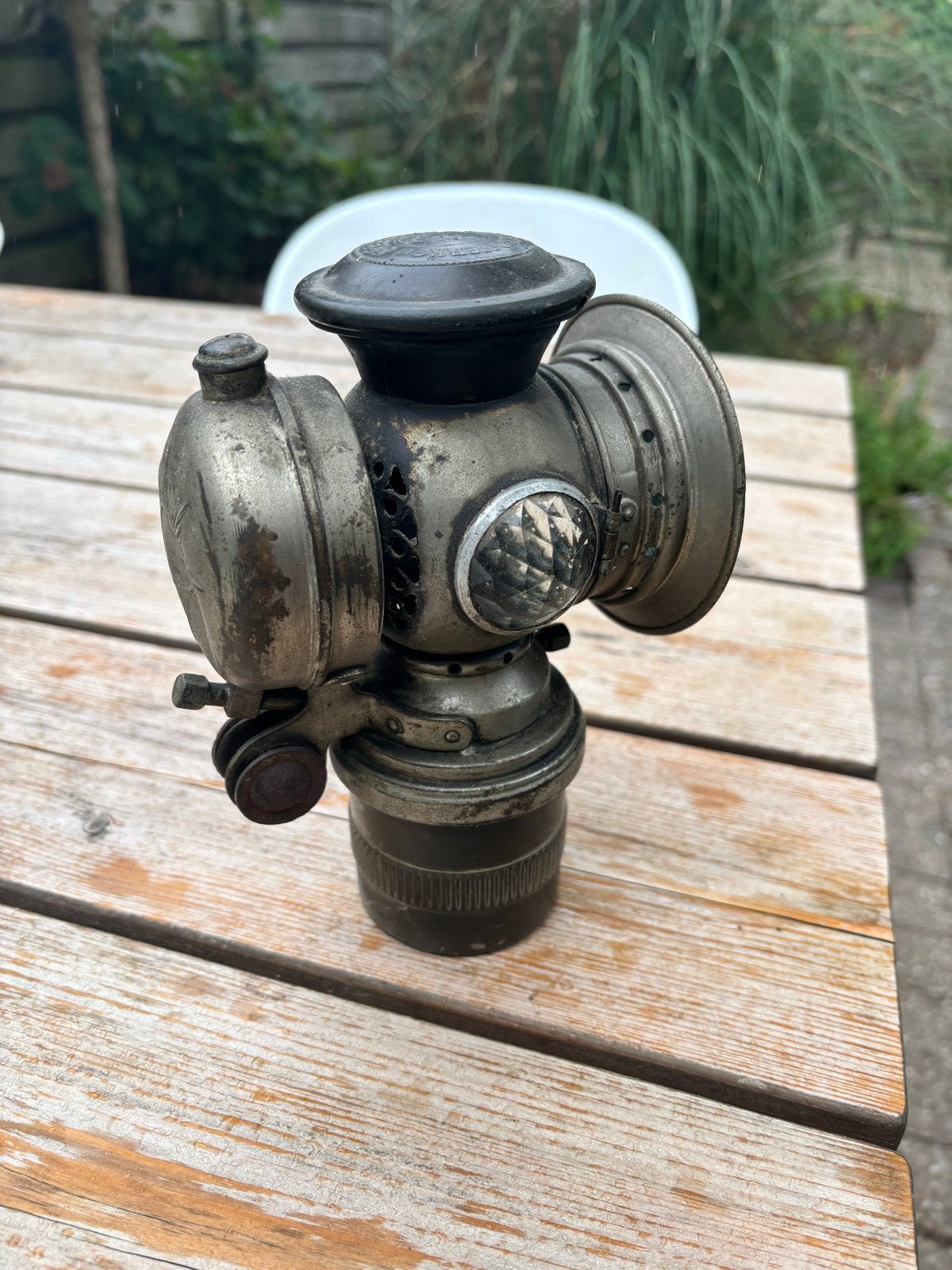 Antieke fietslamp - Binnenwerk gecorrodeerd, Ophalen of Verzenden