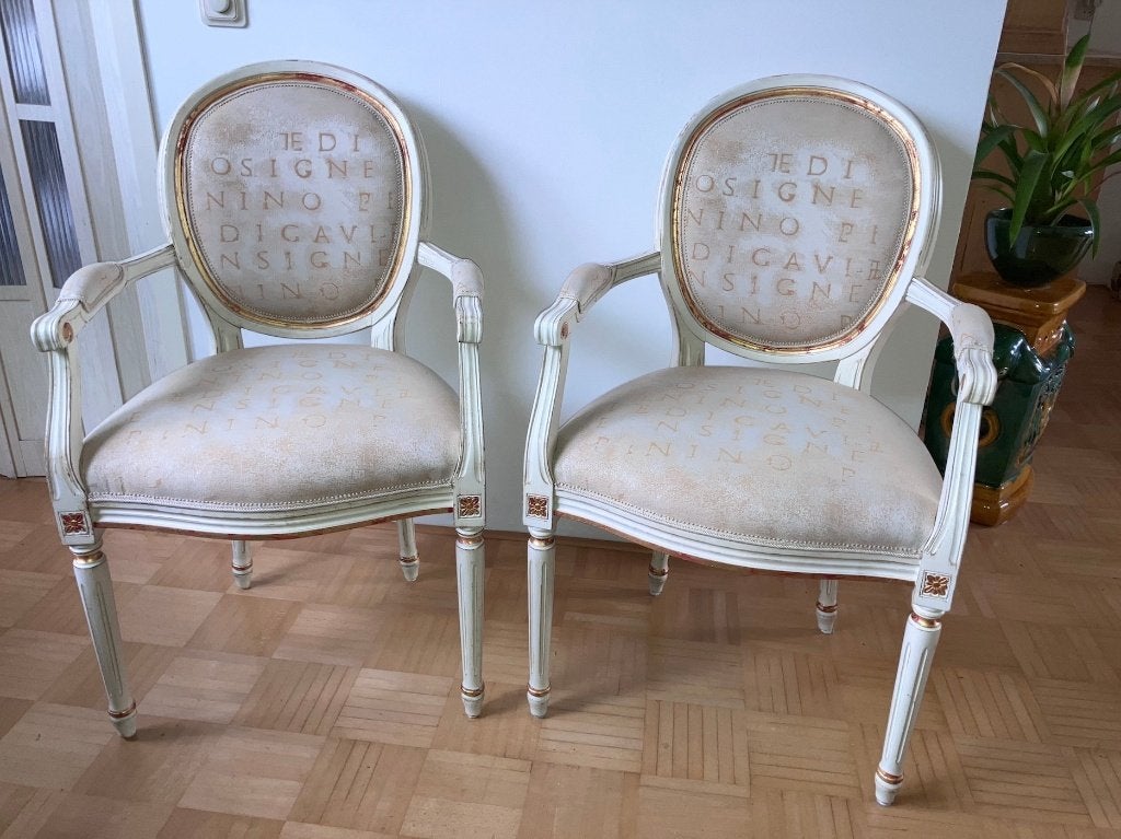 Set van 2 Louis XVI medaillon stoelen, Ophalen
