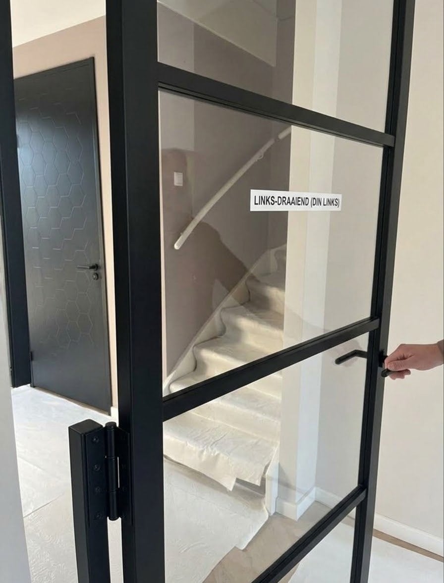 Stalen binnendeur met glas - Links draaiend (zonder kozijn), 80 tot 100 cm, 215 cm of meer, Binnendeur, Ophalen of Verzenden