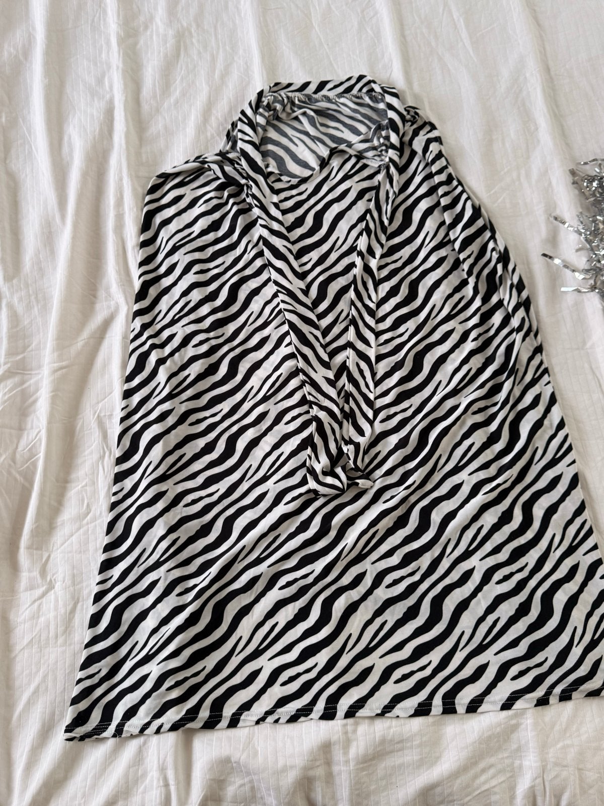 Zwart-witte zebraprint jurk kort, Maat 38/40 (M), Zwart, Ophalen of Verzenden, Zo goed als nieuw