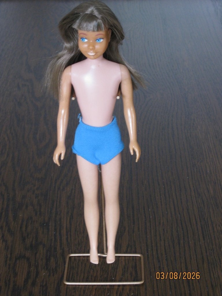 Vintage Skipper - zusje van Barbie met kleding, Ophalen of Verzenden, Zo goed als nieuw, Pop