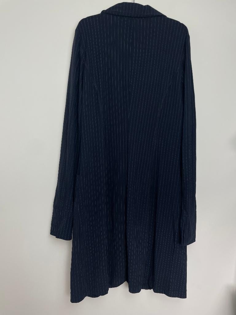 Studio Anneloes lange blazer travelstof blauw krijtstreep M, Maat 38/40 (M), Studio Anneloes, Blauw, Ophalen of Verzenden