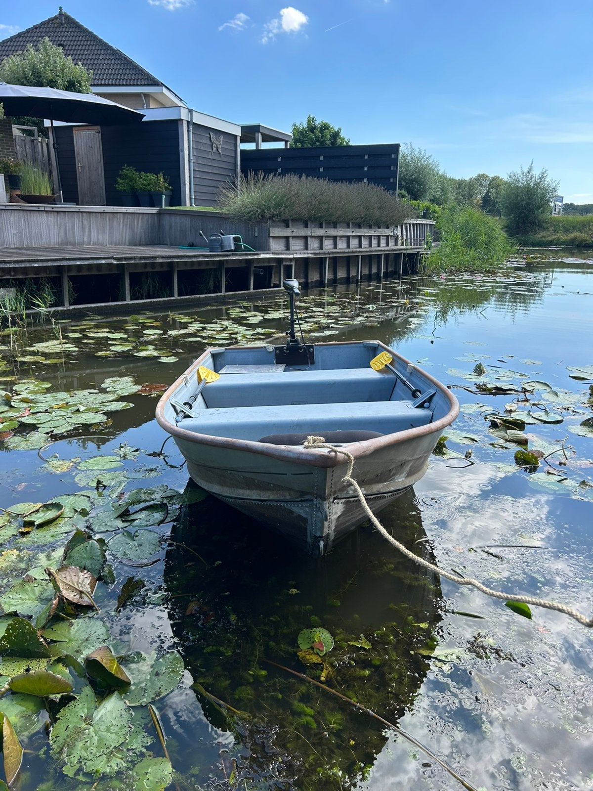 Complete aluminium boot + trailer + elektromotor, Ophalen, Overige merken, Gebruikt, Buitenboordmotor