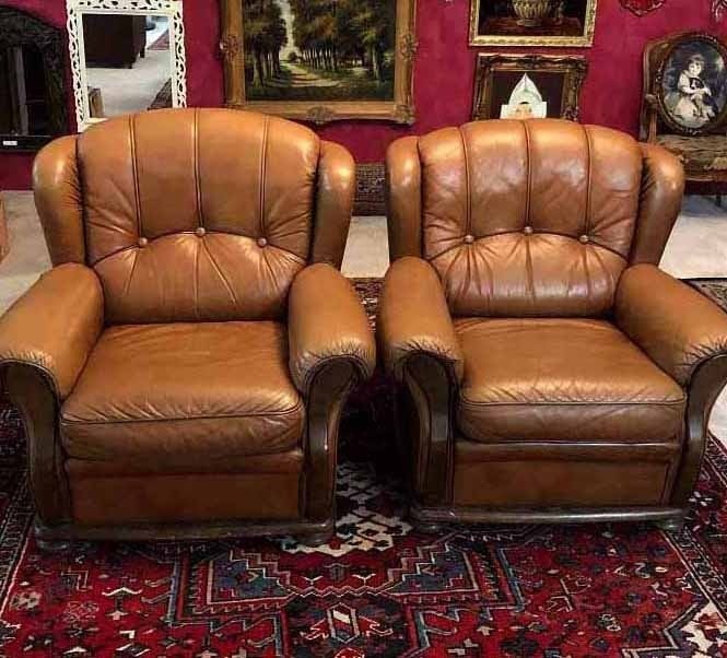 2 Fauteuils chesterfield leren stoelen klassiek vintage