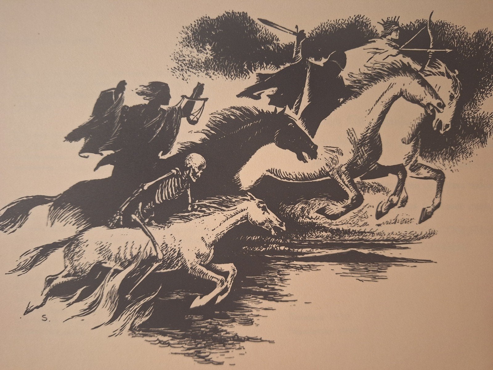 Lithografie door Sierk Schröder - Dynamische Paarden, Ophalen of Verzenden, Dieren en Natuur, Lithografie