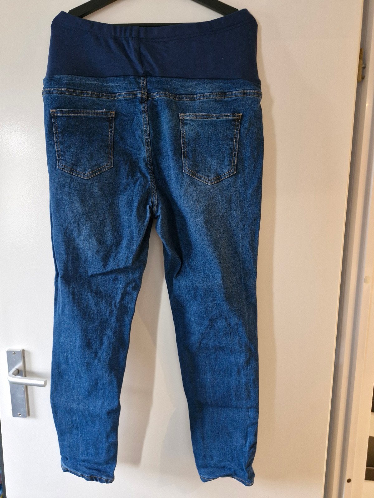 Blauwe zwangerschapsbroek met donkerblauwe band maat xl, Kleding | Dames, Positiekleding, Blauw, Maat 46/48 (XL) of groter, Onbekend