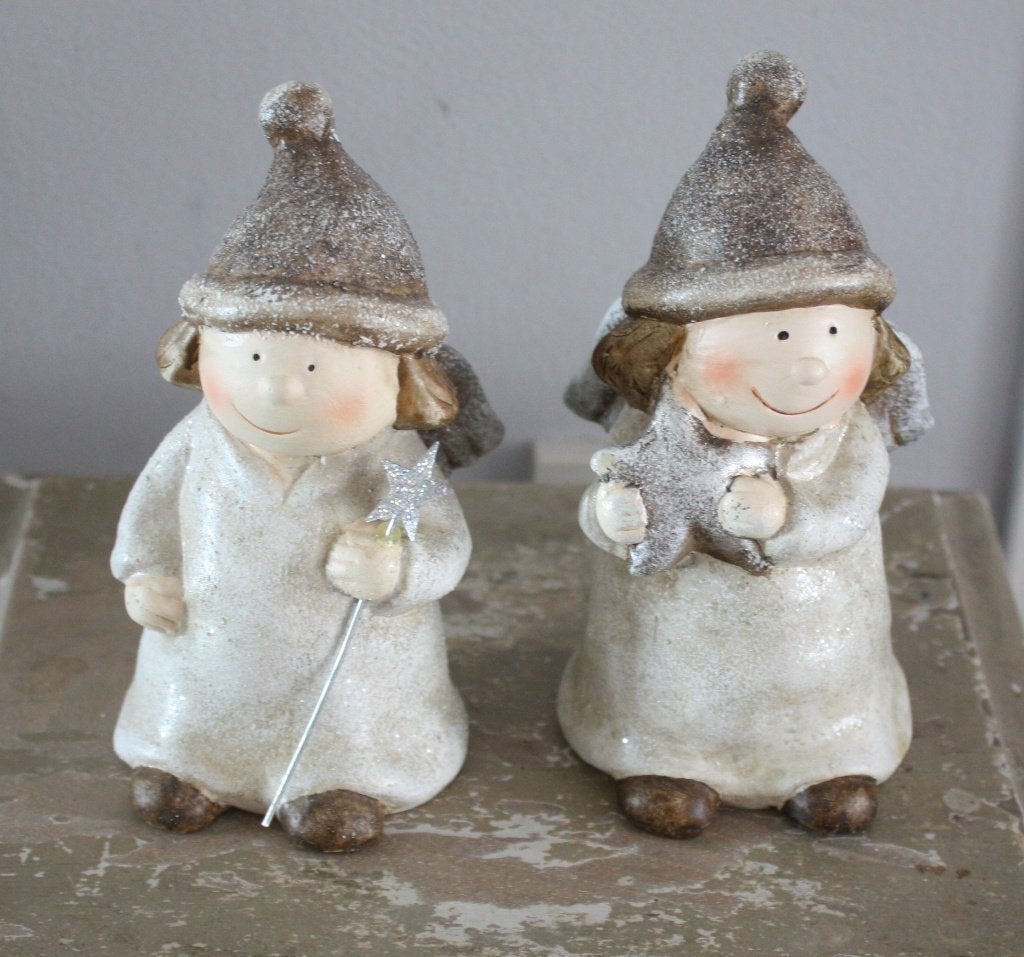 set van 2 stenen engelen, Diversen, Kerst, Ophalen of Verzenden, Gebruikt