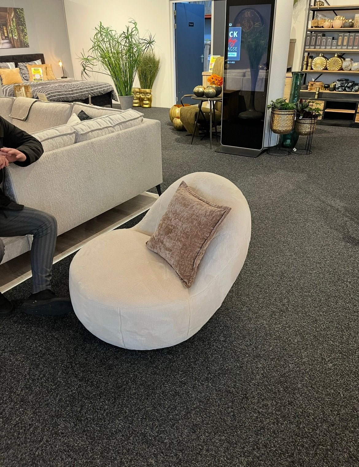 Japandi Ronde draaifauteuil - draaistoel - HACO, Huis en Inrichting, Fauteuils, Ophalen, Gebruikt, 75 tot 100 cm, 50 tot 75 cm