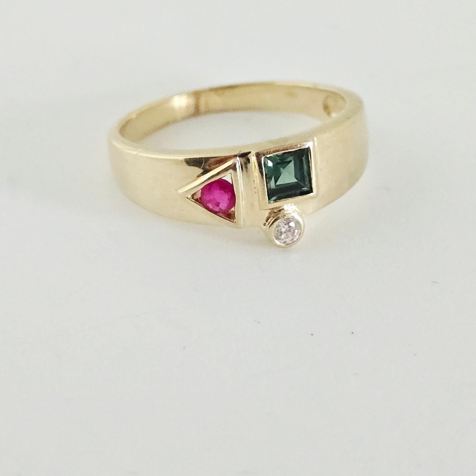 Gouden ring met edelstenen, Gebruikt, Verzenden, 17 tot 18, Dame of Heer
