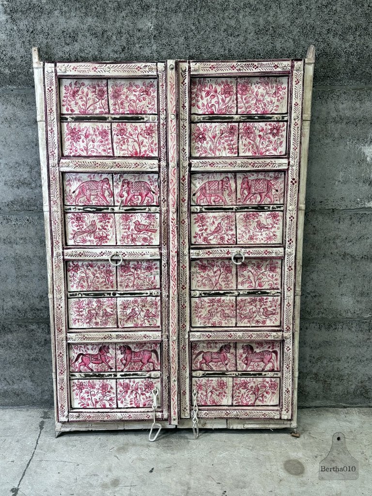 Geweldig mooie Indiase oude poort handbeschilderd, Ophalen, 120 cm of meer, Binnendeur, Minder dan 200 cm