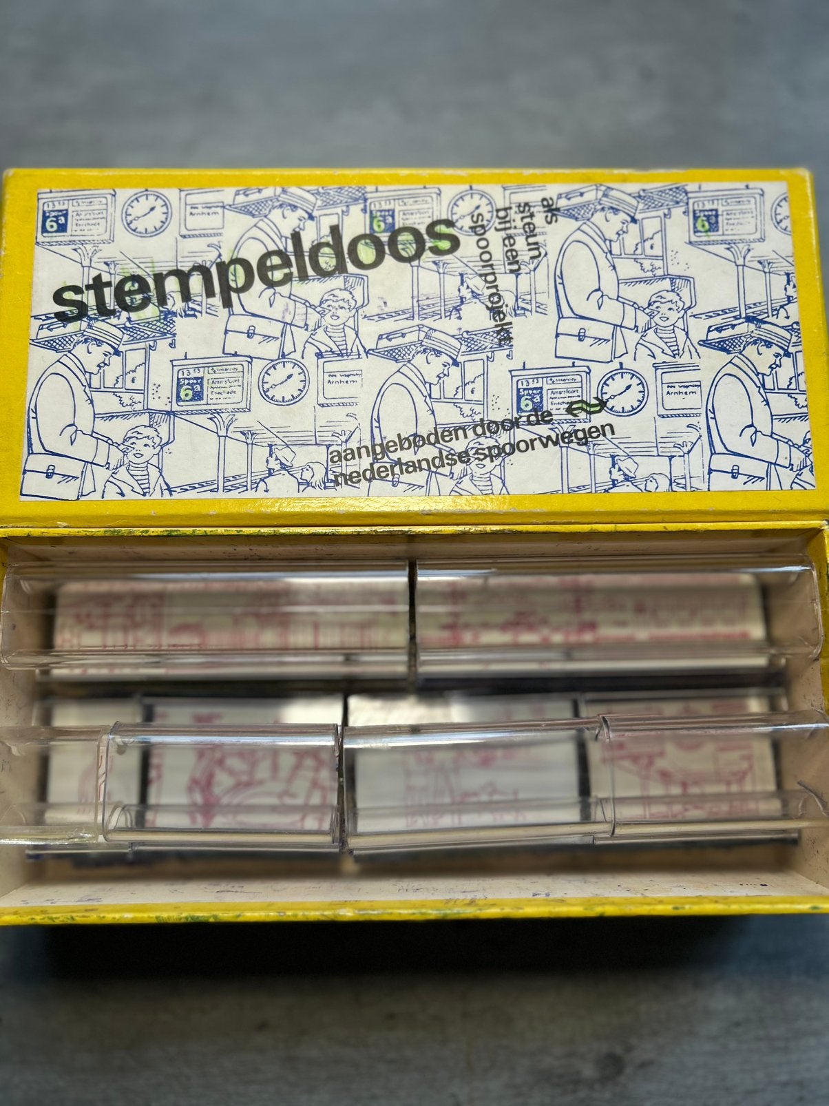 Stempel set Nederlandse Spoorwegen 6 stuks in orig.doos, Ophalen of Verzenden