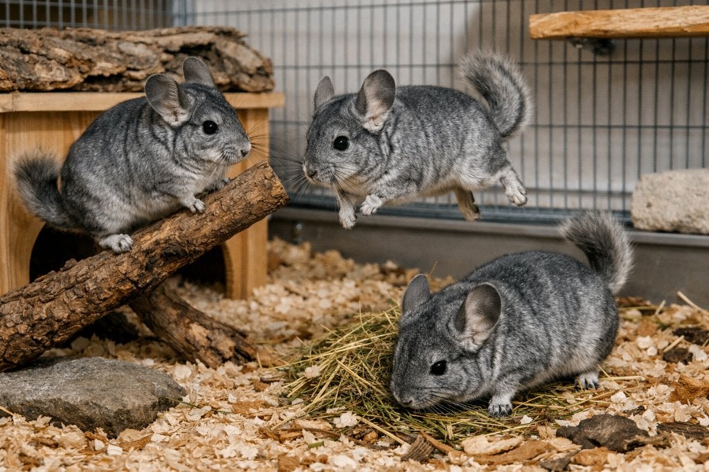 Ter overname 3 chinchilla bokjes - bij elkaar gewend, Dieren en Toebehoren, Chinchilla, Juni, Mannelijk, Tam
