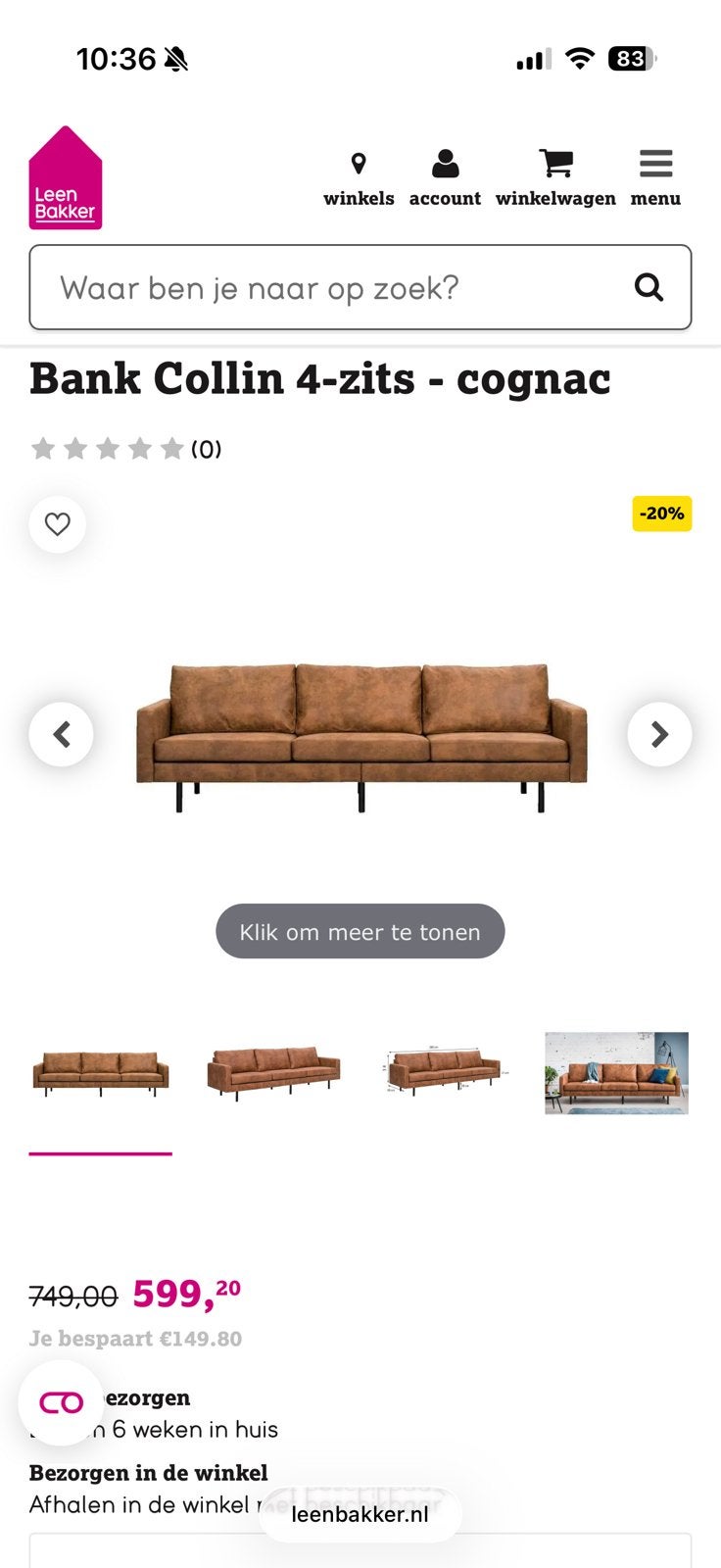 Bank Collin 4-zits, Ophalen, Overige materialen, 250 tot 300 cm, 75 tot 100 cm