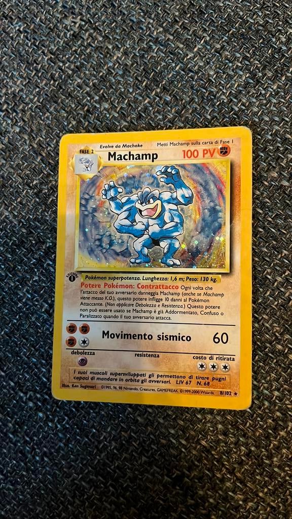 Machamp base set 1 pokemon 1st edition, Ophalen of Verzenden, Zo goed als nieuw